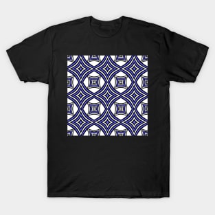 Black, Blue and White Pattern T-Shirt